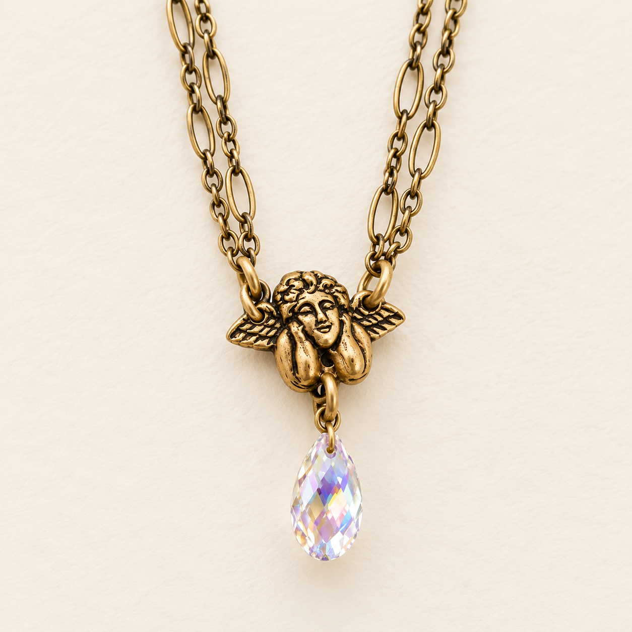 Guardian Angel Crystal Drop Necklace