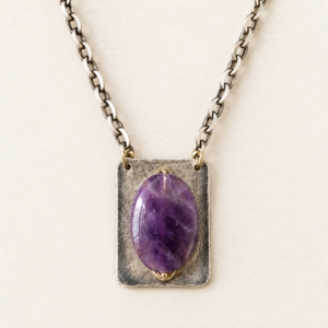 Reclaimed Brass & Gemstone Necklace