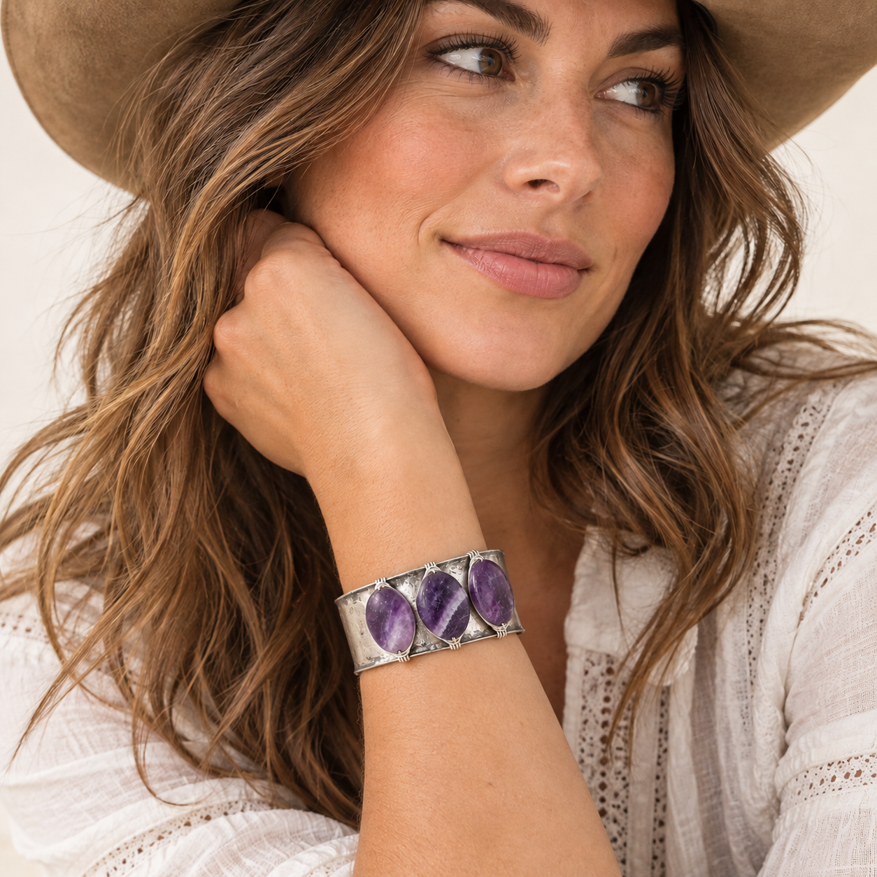 Three-Stone Gemstone Cuff - Image 2