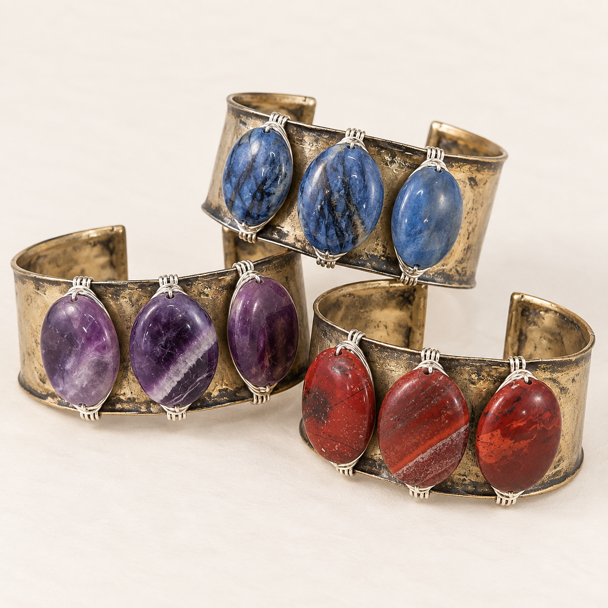 Three-Stone Gemstone Cuff - Image 3