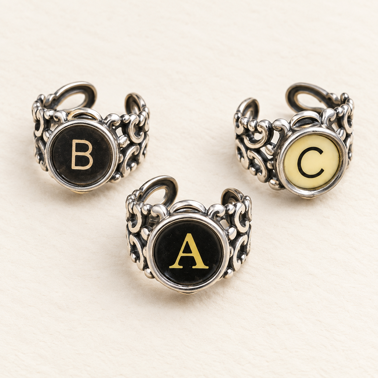 Authentic Typewriter Key Initial Ring - Image 2