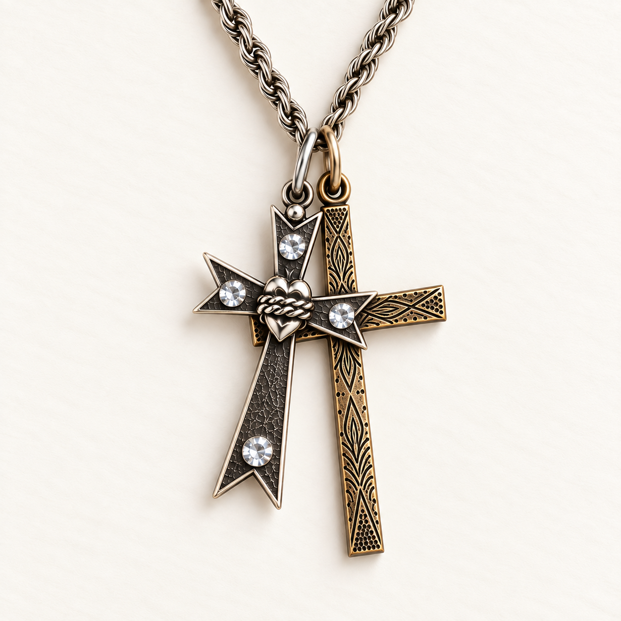 Double Cross Necklace