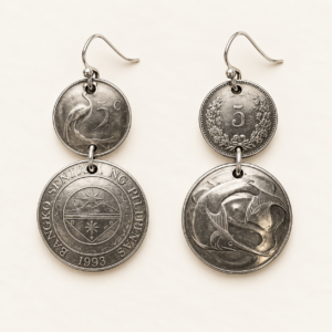Vintage Coin Double Dangle Earrings