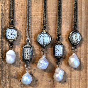 Antique Women's Watch Blister Pearl Necklace