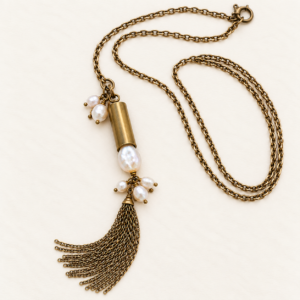 Bullet and Pearls Tassel Necklace