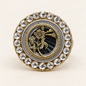 Victorian Picture Button & Coin Bling Ring