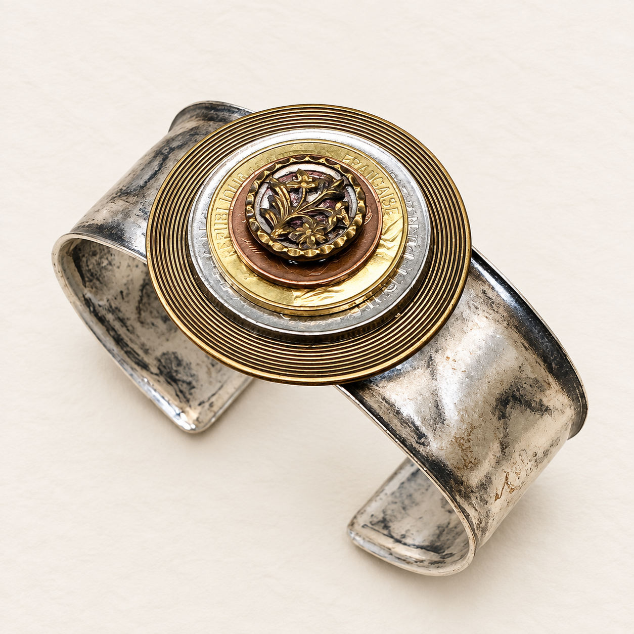 Victorian Picture Button & Coin Cuff