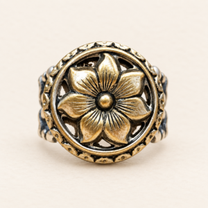 Antique Victorian Picture Button Ring