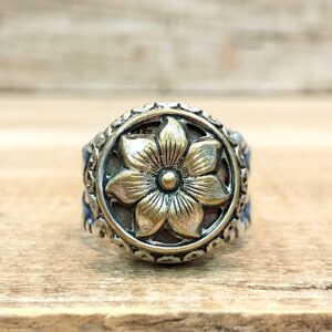 Antique Picture Button Ring