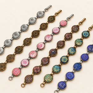 Vintage Czech Glass Button Bracelet