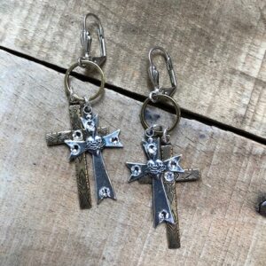 Double Cross Crystal Earrings