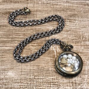 Hearts and Pearls Pocket Watch Necklace