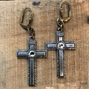 Inri Cross Crystal Earrings