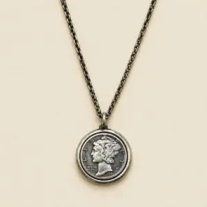 Mercury Dime Bezel Necklace