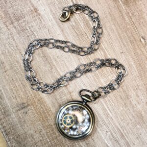 Watch Parts and Pearls Pocket Watch Necklace