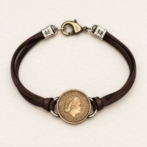 Vintage Coin & Deerskin Bracelet
