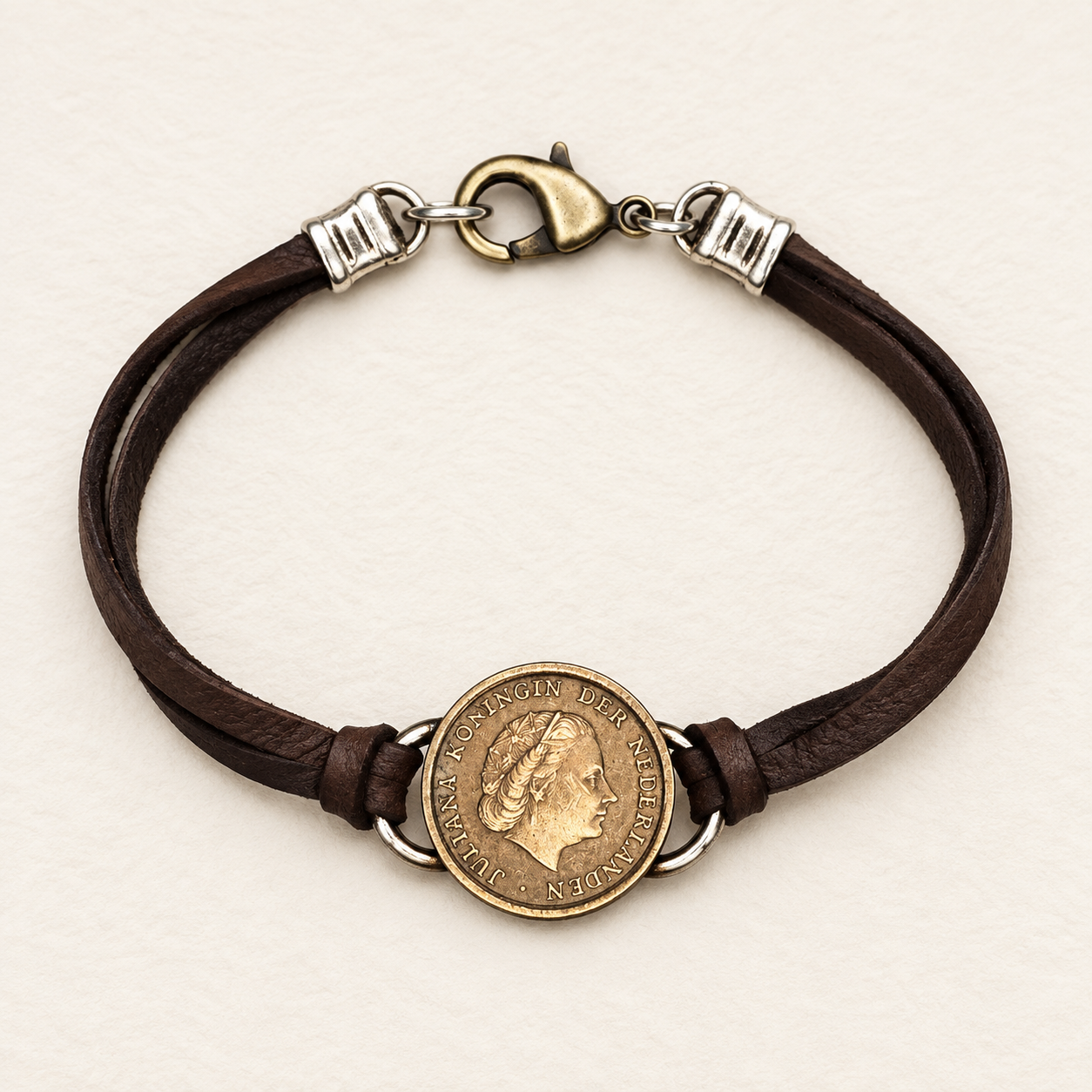Vintage Coin & Deerskin Bracelet