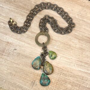 Chunky Turquoise Drop Chain Necklace