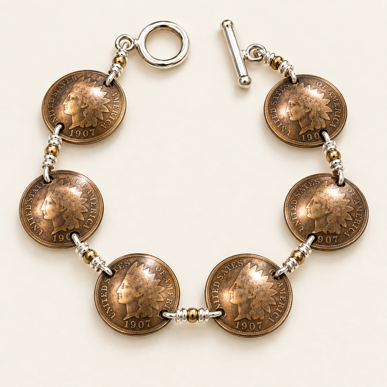 Wire-Wrapped Indian Head Penny Bracelet