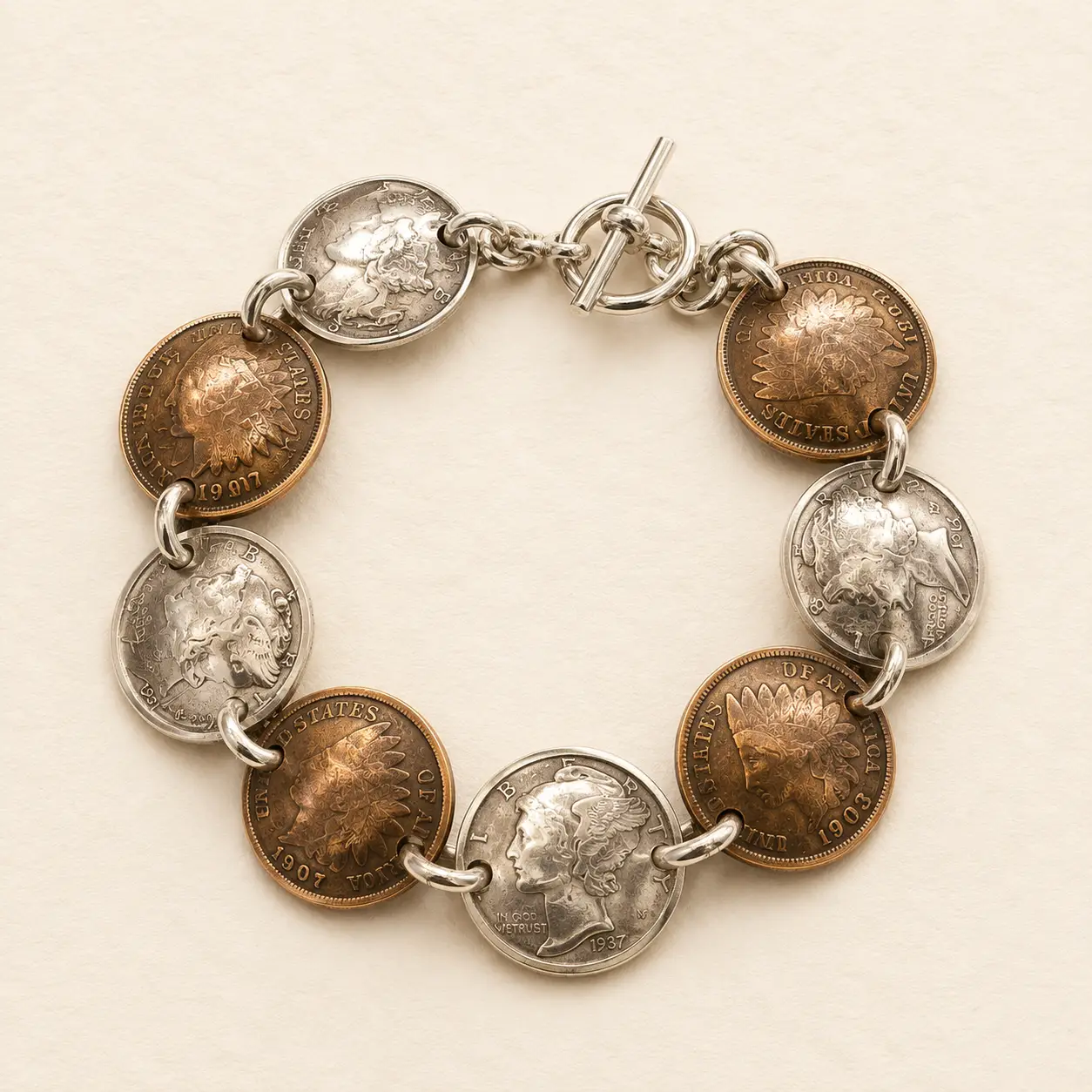 Indian Head Penny & Mercury Dime Bracelet