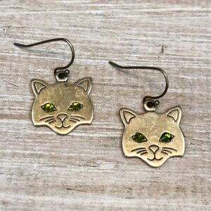 Cute Cat Face Earrings With Crystal