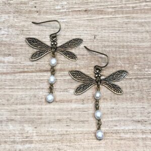 Pearly Tailed Dragonfly Earrings