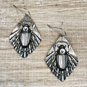 Sacred Scarab Earrings With Crystal