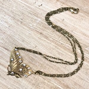 Butterfly In Flight Crystal Necklace