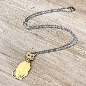Sweet Cat Silhouette Necklace With Crystal