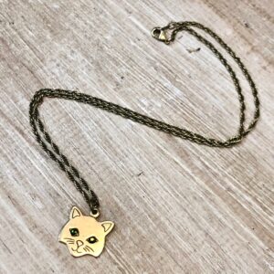 Cute Cat Face Necklace With Crystal