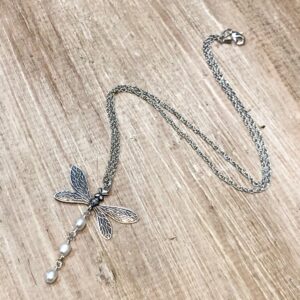 Pearly Tailed Dragonfly Necklace