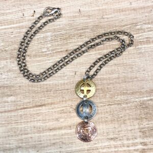 Vertical Triple Vintage Token Necklace