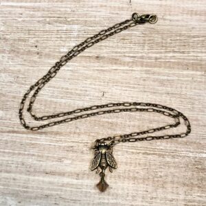 Fly Necklace With Crystal Drop