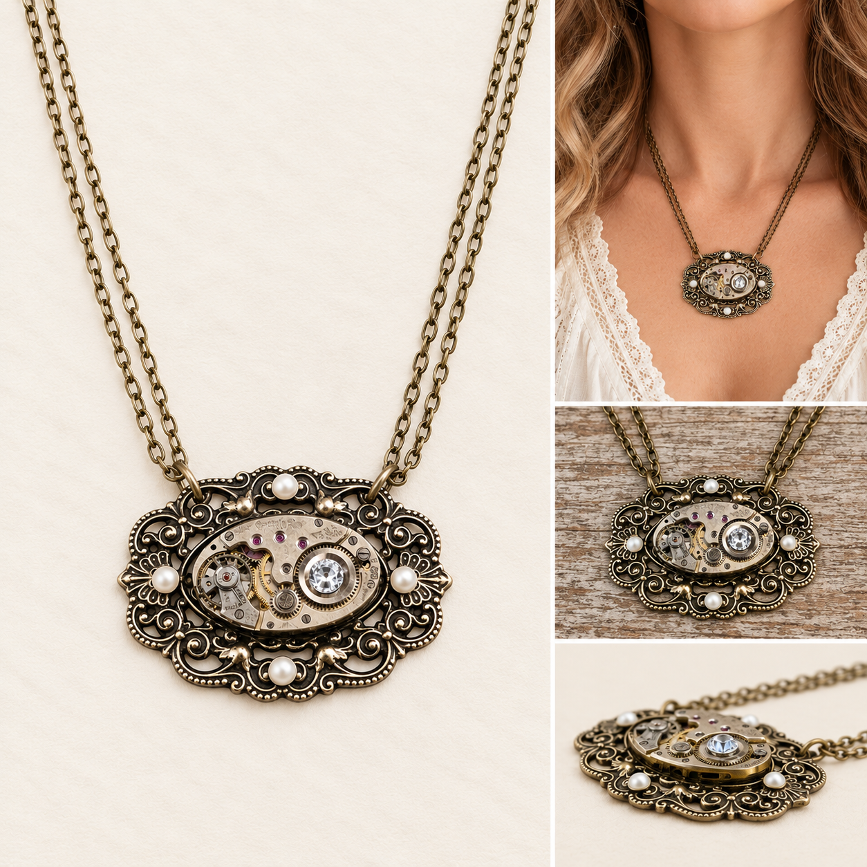 Movement Filigree & Pearl Necklace - Image 3