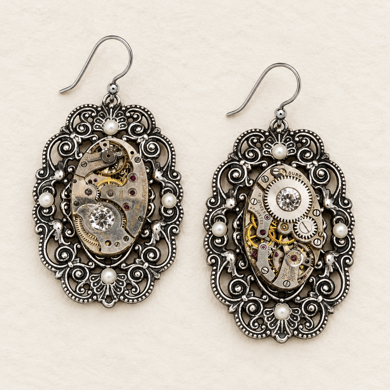 Movement Filigree & Pearl Earrings
