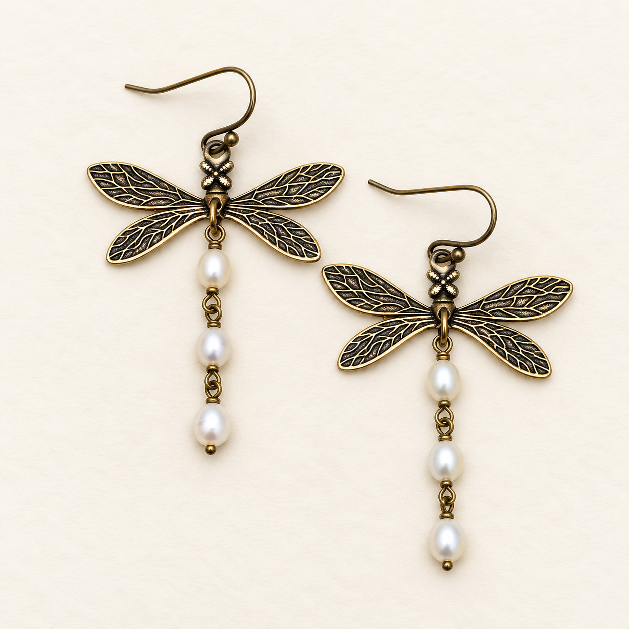Pearly Tailed Dragonfly Earrings