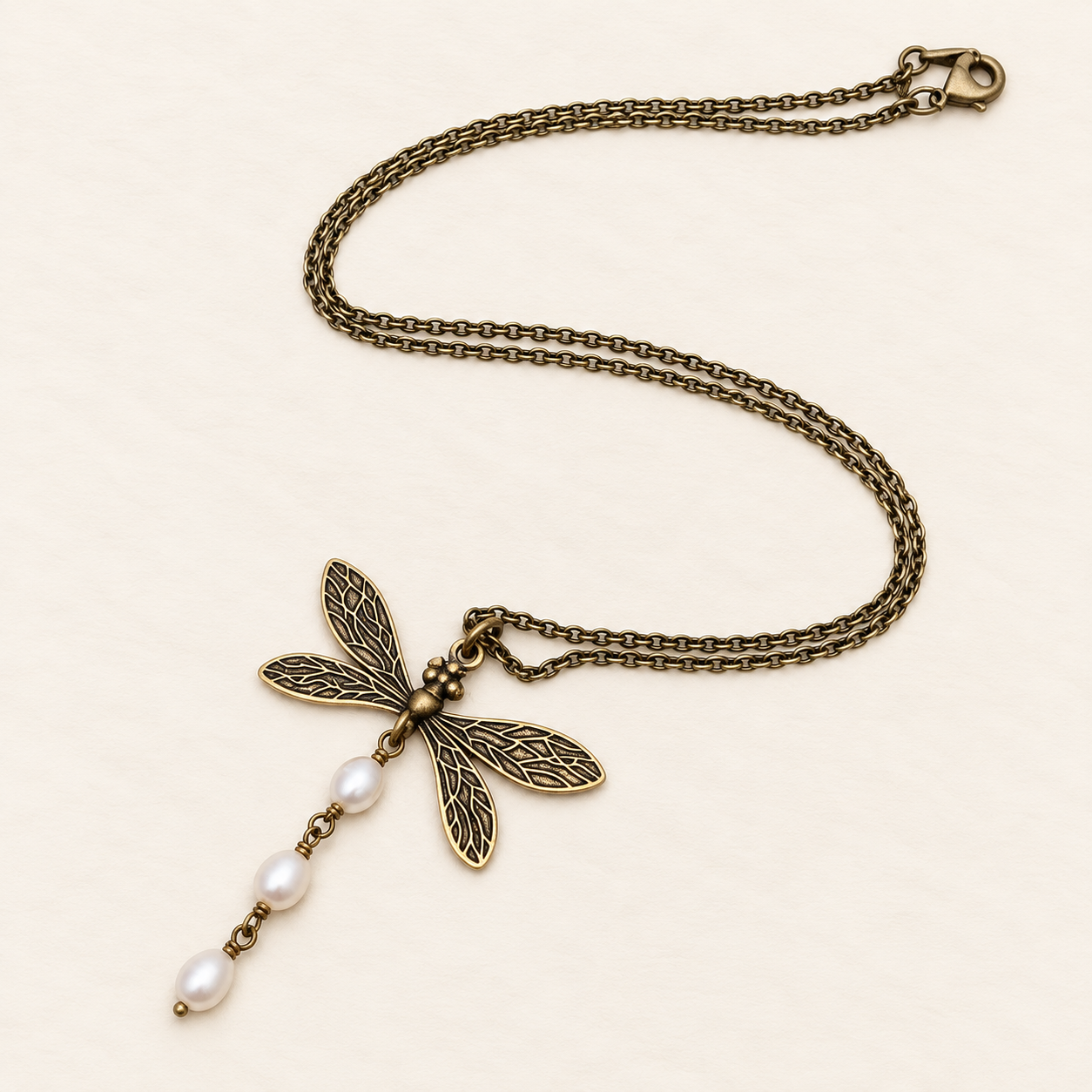 Pearly Tailed Dragonfly Necklace