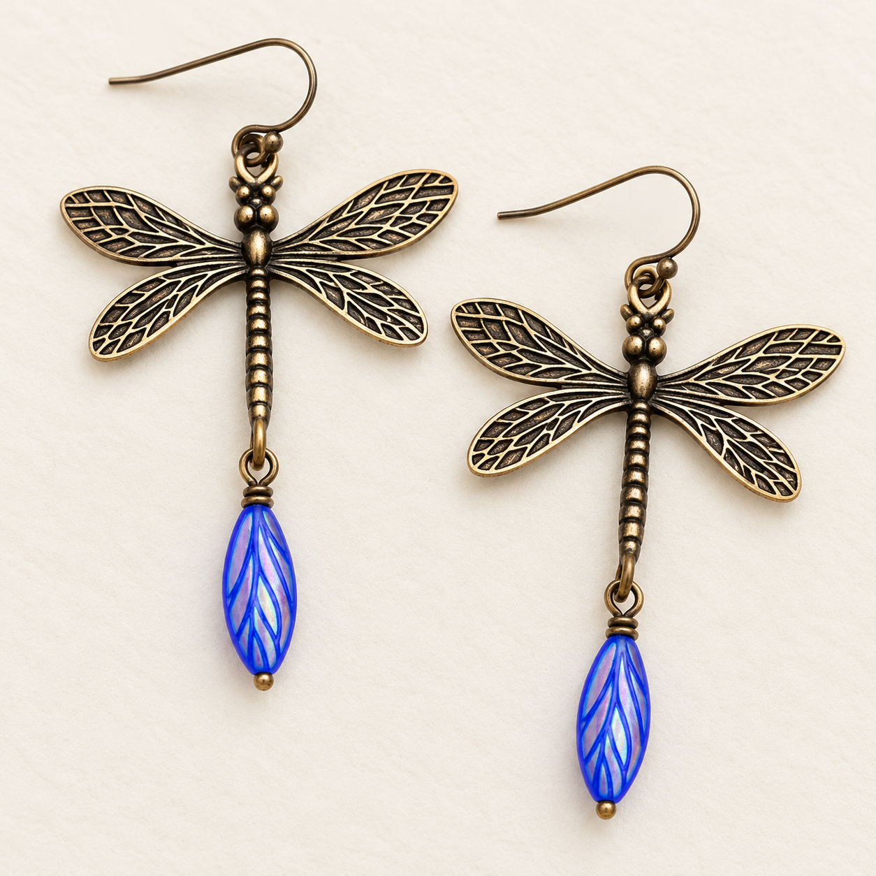 Sapphire Wing Dragonfly Earrings