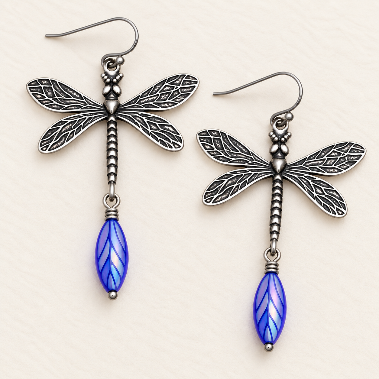 Sapphire Wing Dragonfly Earrings - Image 2