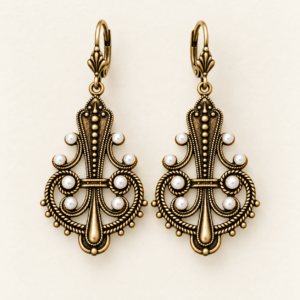 Victorian Filigree Pearl Earrings