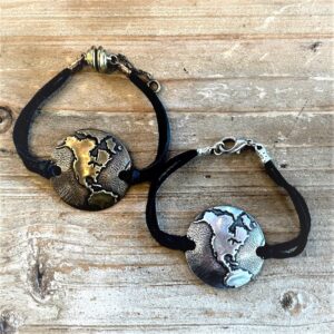 Domed Globe Deerskin Bracelet