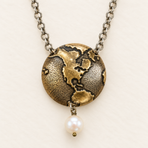 Domed Globe Necklace With Pearl