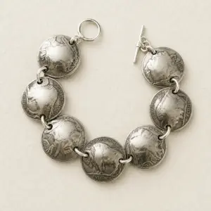 Domed Indian Head & Buffalo Nickel Bracelet