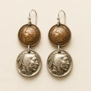 Indian Head Penny & Nickel Domed Earrings