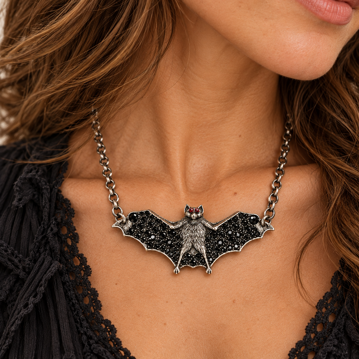 Blinged Bat Necklace - Image 2