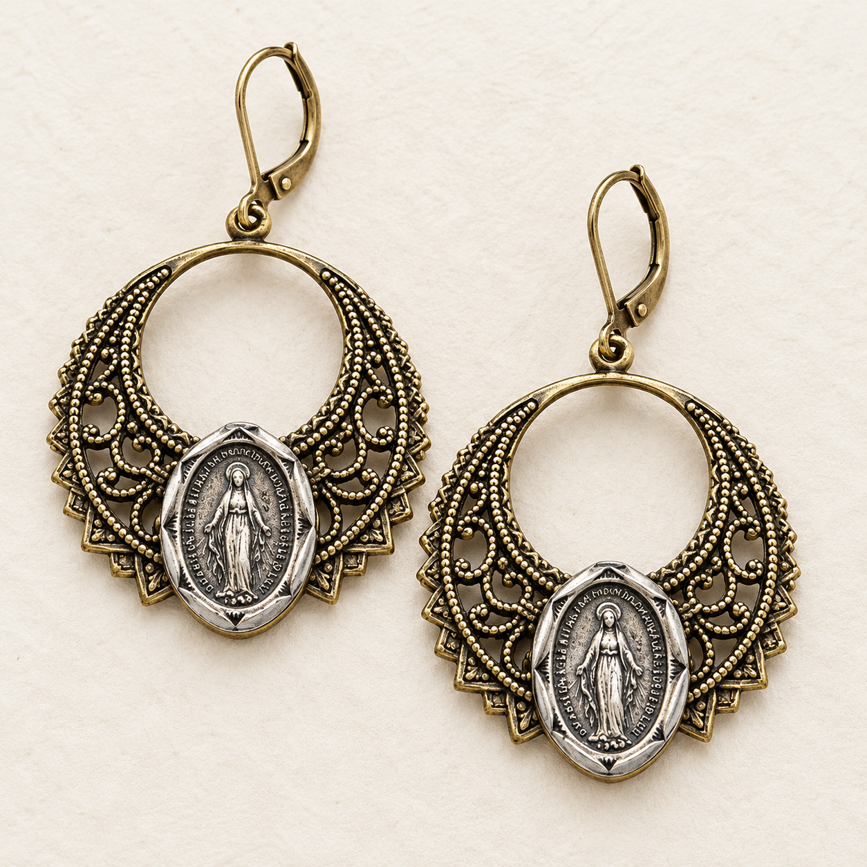 Winged Mary Earrings
