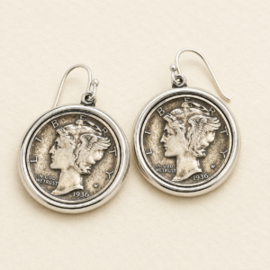 Mercury Dime Bezel Earrings