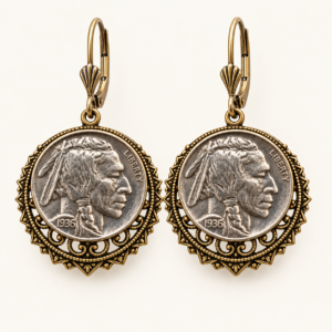 Indian Head Nickel Filigree Earrings