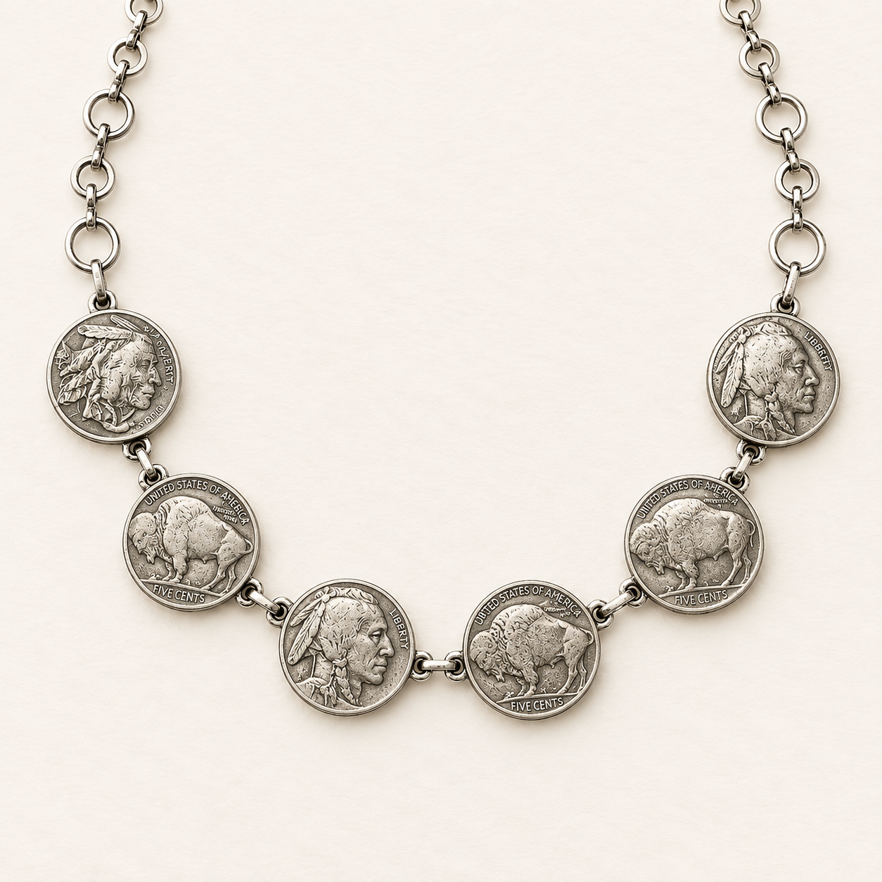 Buffalo Nickel Heads & Tails Necklace