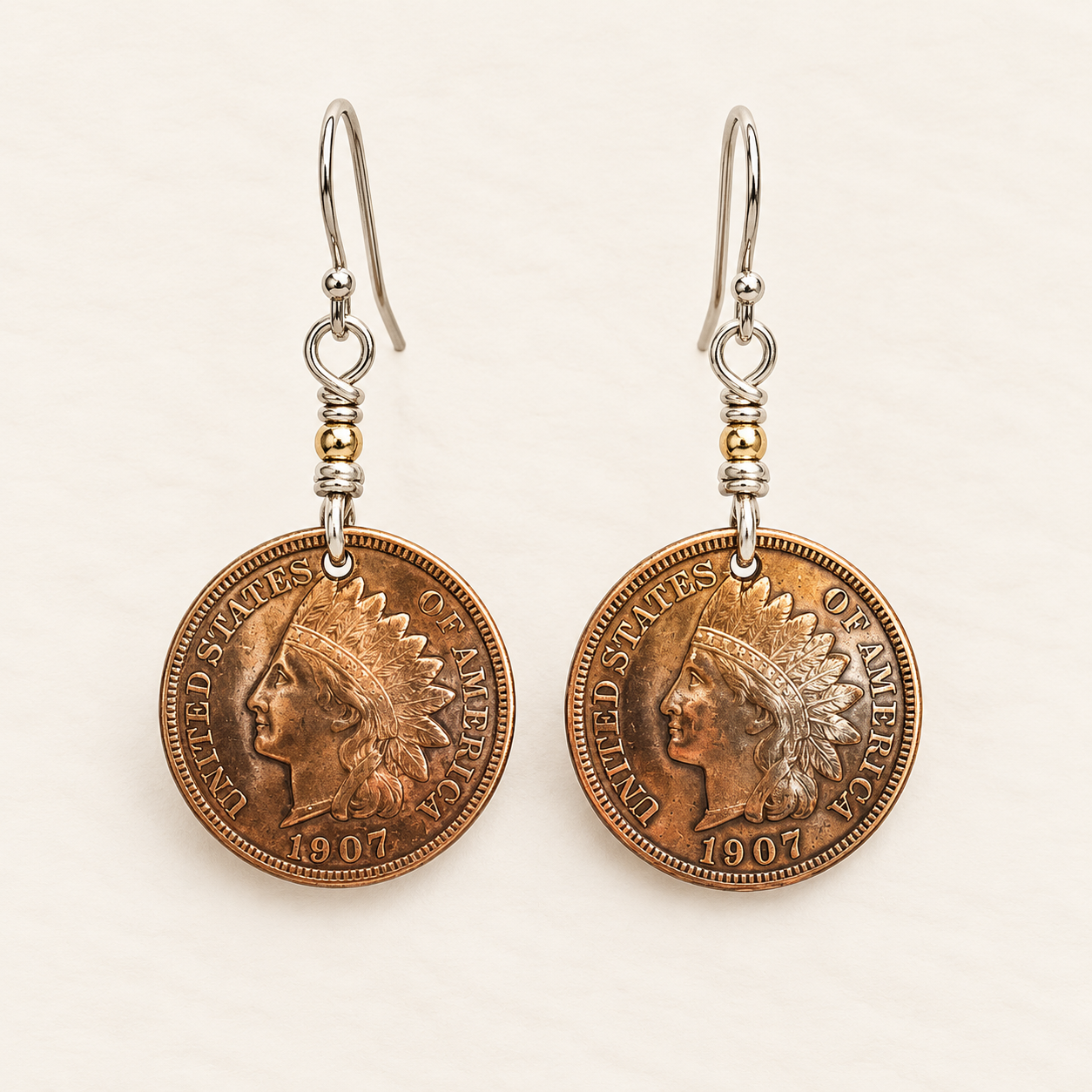 Wire Wrapped Indian Head Penny Earring